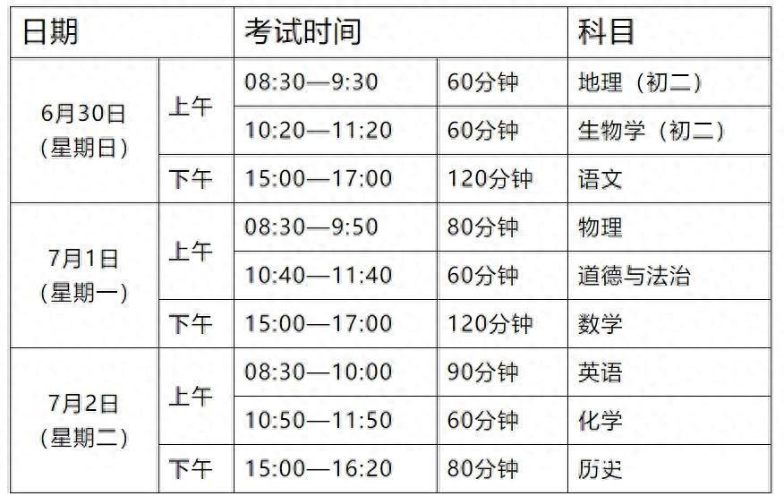 2024广东中考时间已公布（今年广东中考时间定于6月30日至7月2日）